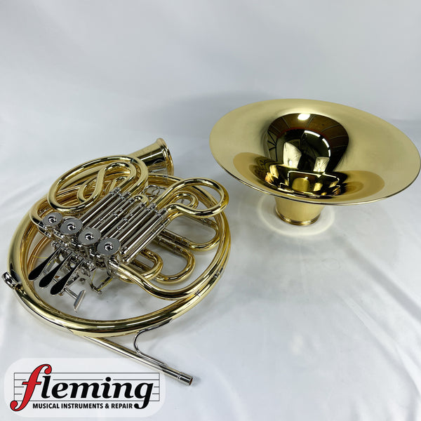 New Yamaha YHR-671D Professional Double French Horn with Detachable Bell - Lacquered Brass