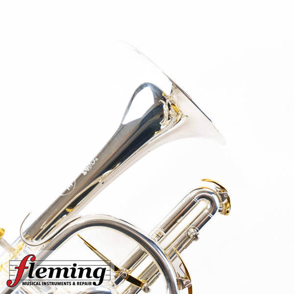 Pre-Owned Besson Prestige Professional Cornet - Silver Plate with Gold Trim (Ex-USAF)