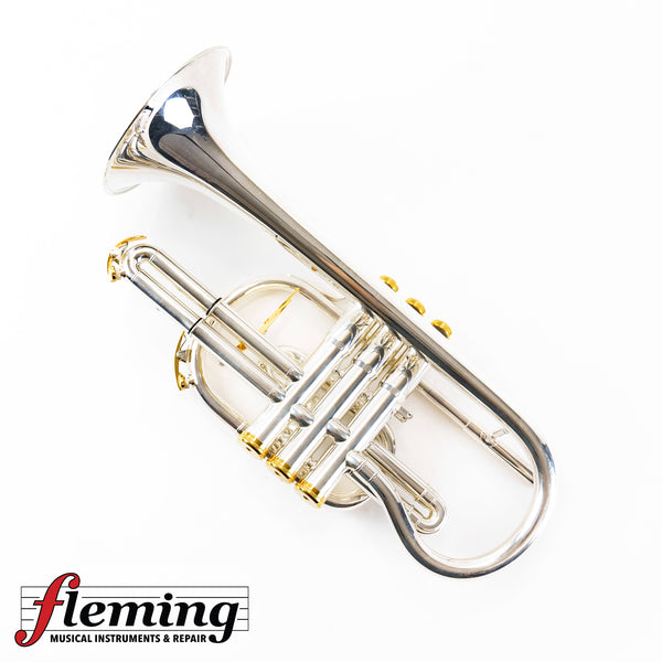 Pre-Owned Besson Prestige Professional Cornet - Silver Plate with Gold Trim (Ex-USAF)