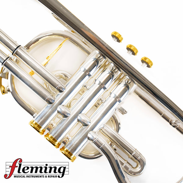 Pre-Owned Besson Prestige Professional Cornet - Silver Plate with Gold Trim (Ex-USAF)