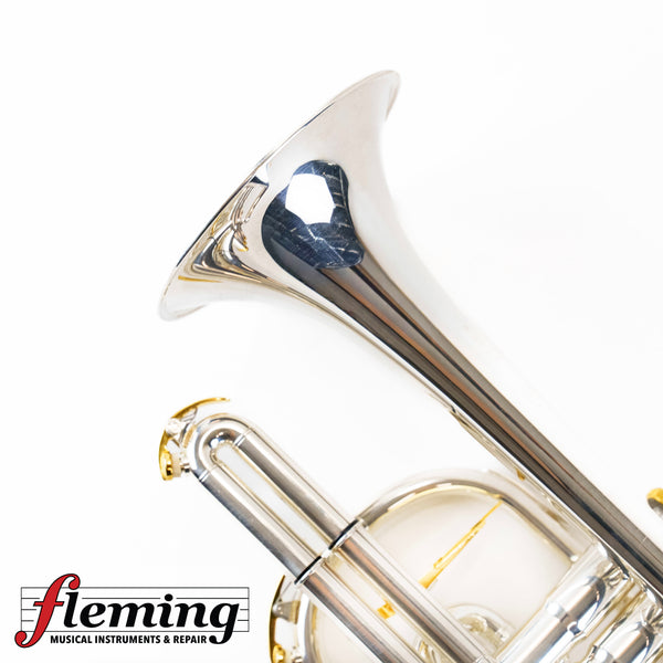 Pre-Owned Besson Prestige Professional Cornet - Silver Plate with Gold Trim (Ex-USAF)