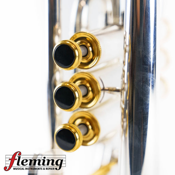 Pre-Owned Besson Prestige Professional Cornet - Silver Plate with Gold Trim (Ex-USAF)