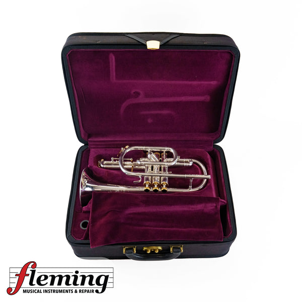 Pre-Owned Besson Prestige Professional Cornet - Silver Plate with Gold Trim (Ex-USAF)