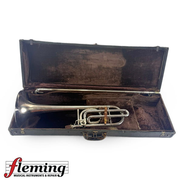 1958 C.G. Conn 72H "Artist" Professional Single-Rotor Bass Trombone - Silver Plated with Gold Wash Bell Flare