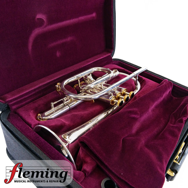 Pre-Owned Besson Prestige Professional Cornet - Silver Plate with Gold Trim (Ex-USAF)