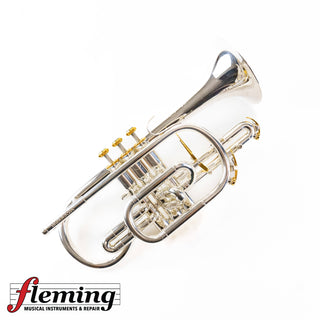 Pre-Owned Besson Prestige Professional Cornet - Silver Plate with Gold Trim (Ex-USAF)