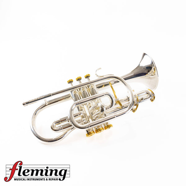 Pre-Owned Besson Prestige Professional Cornet - Silver Plate with Gold Trim (Ex-USAF)