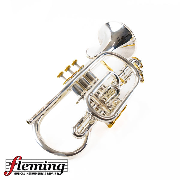 Pre-Owned Besson Prestige Professional Cornet - Silver Plate with Gold Trim (Ex-USAF)