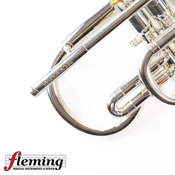 Pre-Owned Besson Prestige Professional Cornet - Silver Plate with Gold Trim (Ex-USAF)