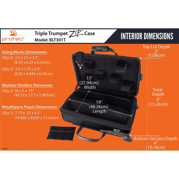 ProTec Trumpet Triple / Modular Horn Case with Wheels - ZIP™